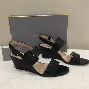Louse et Cie Black Lo-Kaden Wedge Leather Sandal